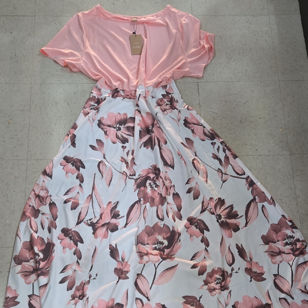Pink Floral Maxi Dress